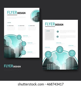 Modern brochure template design with city landscape and circle elements