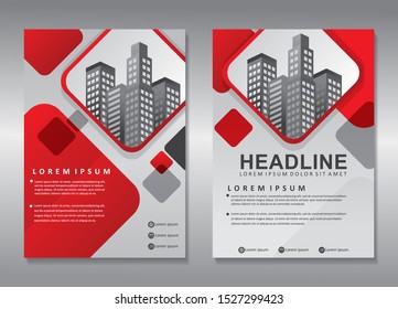Modern brochure template design, cover design with red and white color	
