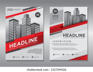 Modern brochure template design, cover design with red and white color	
