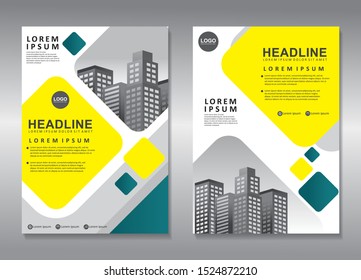 Modern brochure template design with yellow, green and white color. Pamphlet/flyer template 