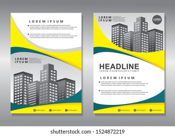 Modern brochure template design with yellow, green and white color. Pamphlet/flyer template 
