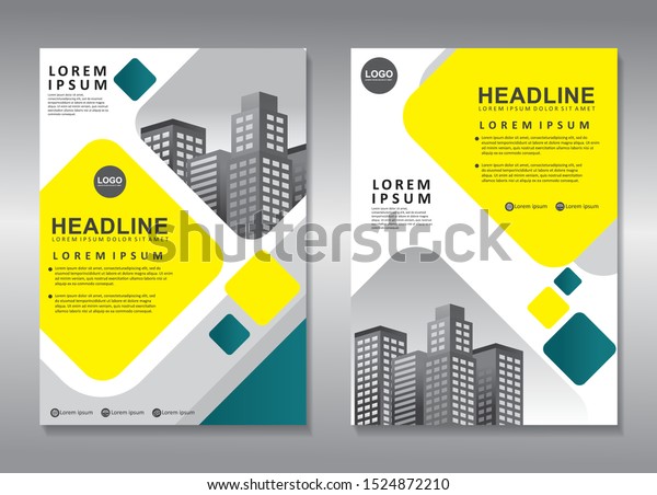 Modern Brochure Template Design Yellow Green Stock Vector Royalty Free