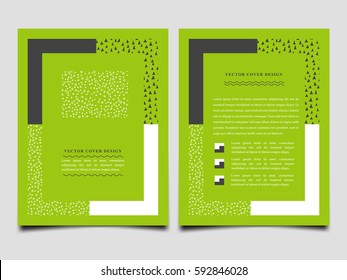Modern Brochure template layout, cover design, report, magazine, flyer in A4 with creative frame and doodle print in abstract style. Infographic concept. Vector set.