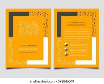 Modern Brochure template layout, cover design, report, magazine, flyer in A4 with creative frame and doodle print in abstract style. Infographic concept. Vector set.