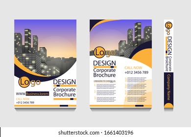 Modern brochure template with layout space for photo or illustration background. Creative design for book cover, flyer, poster, corporate report, company advertisment or real estate agency web page.