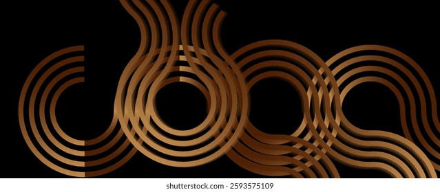 Modern brown abstract horizontal banner background with glowing geometric lines. Suitable for covers, brochures, presentations, pamphlets. vector