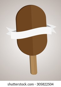 modern brown chocolate flat ice cream or lollipop with blank ribbon place for text business vector background 