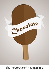 modern brown flat ice cream with ribbon and chocolate text business vector background ice lolly
