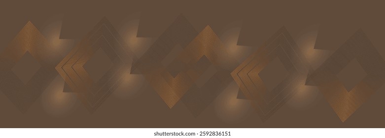 Modern brown light abstract horizontal banner background with glowing geometric lines. Suitable for covers, brochures, presentations, pamphlets. vector