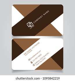 Modern Brown name card and business card with creative design horizontal curve corner standard size vector illustration template