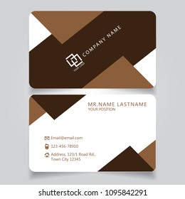 Modern Brown name card and business card with creative design horizontal curve corner standard size vector illustration template