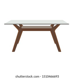 Modern brown wood table. Flat design icon vector illustration.