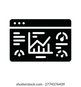 Modern browser window with analytics chart and network icons Vector