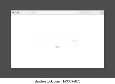 Modern browser window design isolated on dark grey background. Web window screen mockup. Internet empty page concept with shadow. Vector illustration