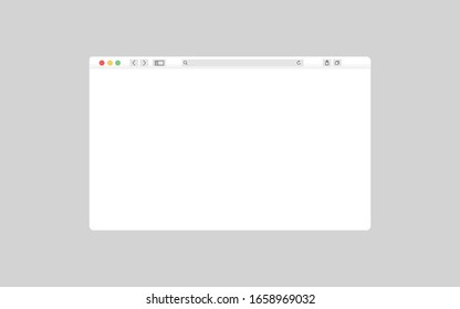 Modern browser window design isolated on dark grey background. Web window screen mockup. Internet empty page concept without shadow. Vector illustration
