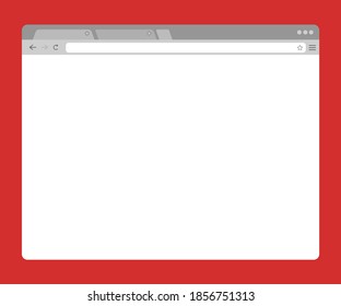 Modern browser window design isolated on red background. Web window screen mockup. Vector
