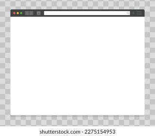Diseño moderno de la ventana del navegador sobre fondo transparente. Parodia de la ventana web. Vector.