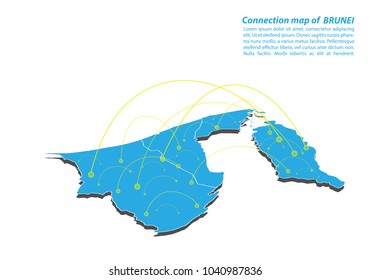 Modern of brunei Map connections network design, Best Internet Concept of brunei map business from concepts series, map point and line composition. Infographic map. Vector Illustration.