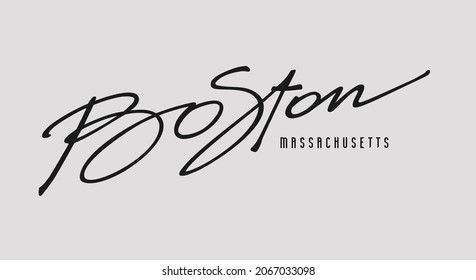 Modern brush calligraphy Boston. Elegant hand drawn lettering for t shirt printing, posters, banners, cards, logos.