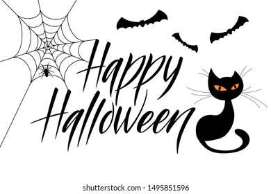 Modern brush calligraphy Happy Halloween isotated on a white background. Vector illustration.