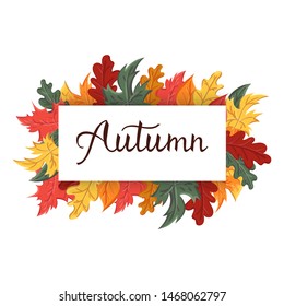 Modern brush phrase autumn. Background with the image of a leaf fall.