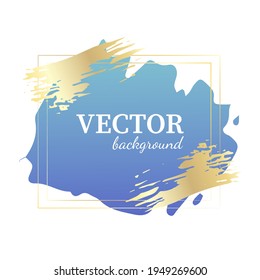 Modern brush stroke in gold frame. Design template for banner, card, and logo. Vector illustration isolated on white background.