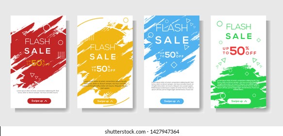 Modern brush stroke mobile for flash sale banners. Sale banner template design, Flash sale special offer set