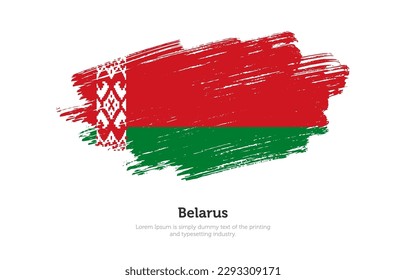 Modern brushed patriotic flag of Belarus country with plain solid background