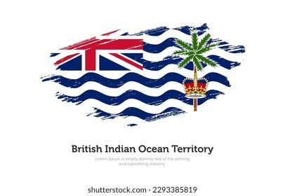 Modern brushed patriotic flag of British Indian Ocean Territory country with plain solid background