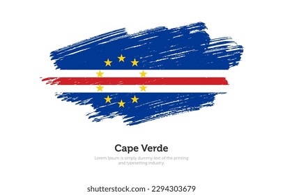 Modern brushed patriotic flag of Cape Verde country with plain solid background