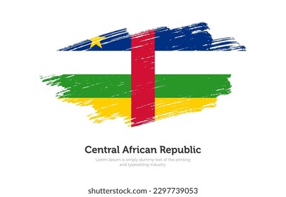 Modern brushed patriotic flag of Central African Republic country with plain solid background