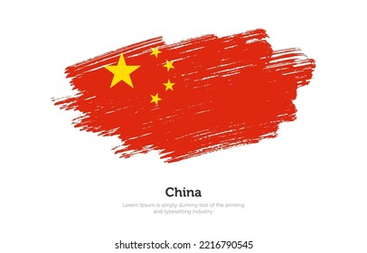 Modern brushed patriotic flag of China country with plain solid background