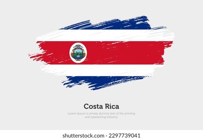 Modern brushed patriotic flag of Costa Rica country with plain solid background