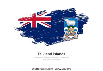 Modern brushed patriotic flag of Falkland Islands country with plain solid background