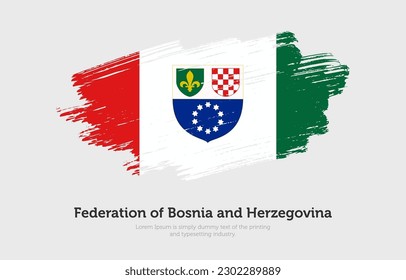 Modern brushed patriotic flag of Federation of Bosnia and Herzegovina country with plain solid background