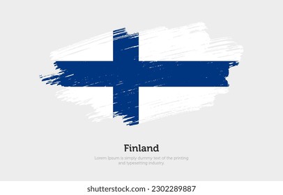 Modern brushed patriotic flag of Finland country with plain solid background