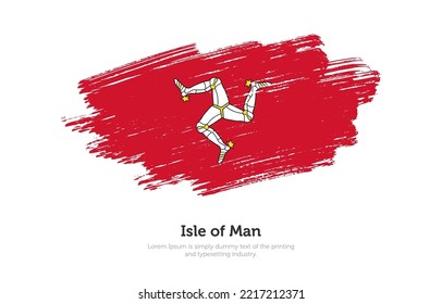 Modern Brushed Patriotic Flag Of Isle Of Man Country With Plain Solid Background