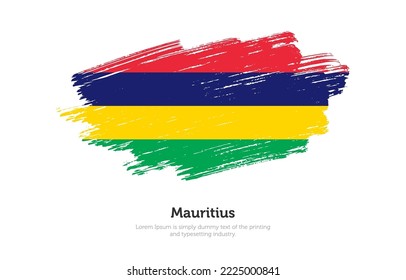 Modern brushed patriotic flag of Mauritius country with plain solid background