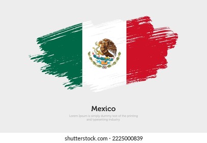 Modern brushed patriotic flag of Mexico country with plain solid background