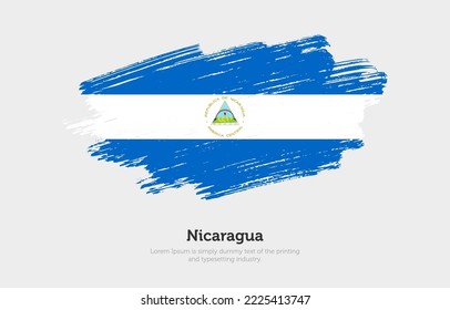 Modern brushed patriotic flag of Nicaragua country with plain solid background