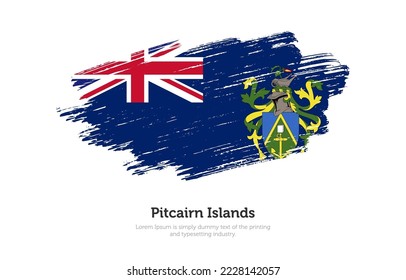 Modern brushed patriotic flag of Pitcairn Islands country with plain solid background