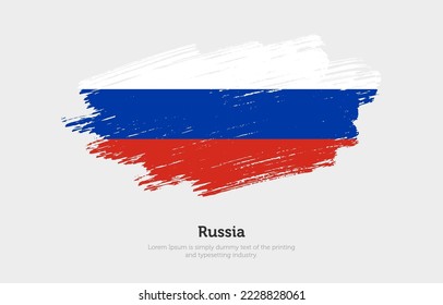 Modern brushed patriotic flag of Russia country with plain solid background