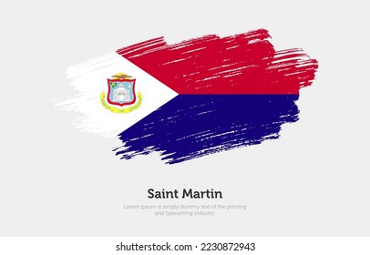 Modern brushed patriotic flag of Saint Martin country with plain solid background