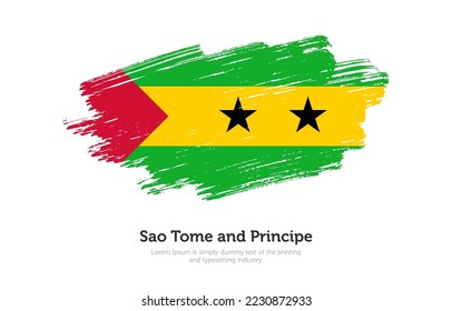 Modern brushed patriotic flag of Sao Tome and Principe country with plain solid background