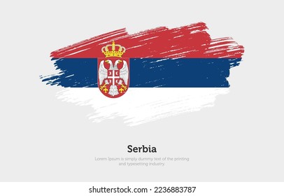 Modern brushed patriotic flag of Serbia country with plain solid background