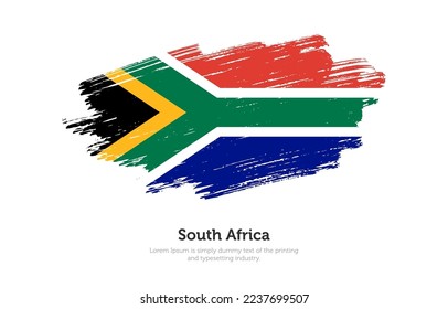 Modern brushed patriotic flag of South Africa country with plain solid background