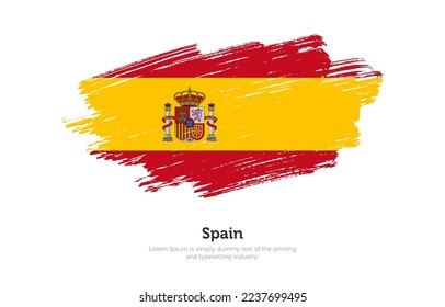 Modern brushed patriotic flag of Spain country with plain solid background