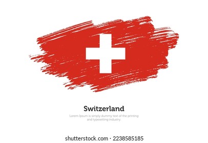 Modern brushed patriotic flag of Switzerland country with plain solid background