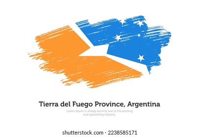 Modern brushed patriotic flag of Tierra del Fuego Province, Argentina country with plain solid background