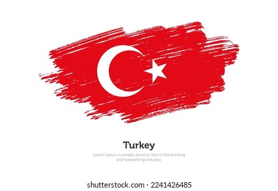 Modern brushed patriotic flag of Turkey country with plain solid background